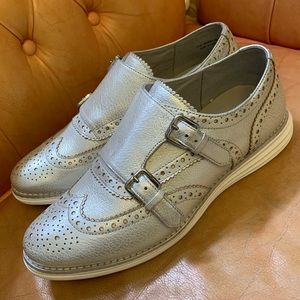 Cole Haan Metallic Leather Brogue Buckle Sneaker